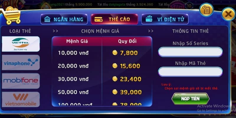 Nạp Tiền Rikvip hướng dẫn chi tiết